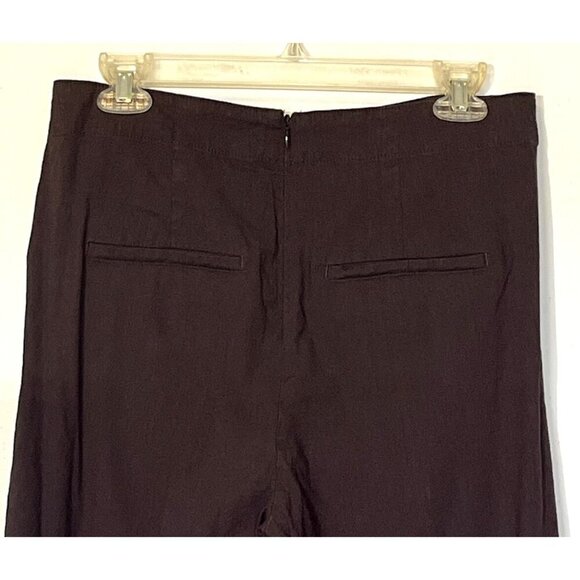 Vince Chocolate Brown Linen blend Wide Leg Capri Culottes Crop Pants - Picture 5 of 10